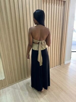 VESTIDO MIDI COM BABADOS BICOLOR - Imagem 2