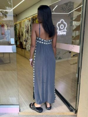 VESTIDO MIDI ALÇAS BORDADO RAFIS - Imagem 3